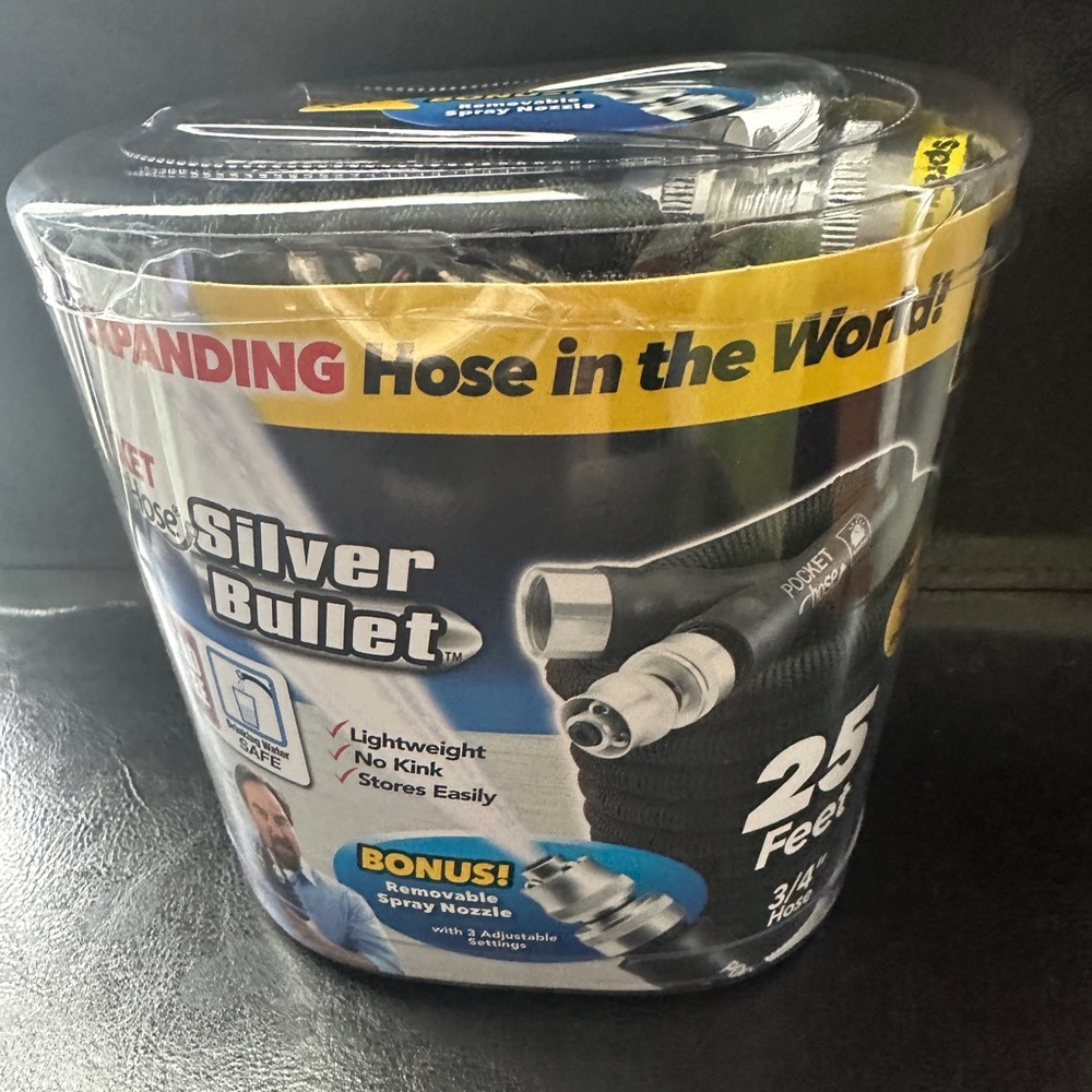 Pocket Hose Silver Bullet 25 ft Turbo Shot Nozzle Multiple Spray Patterns Expand